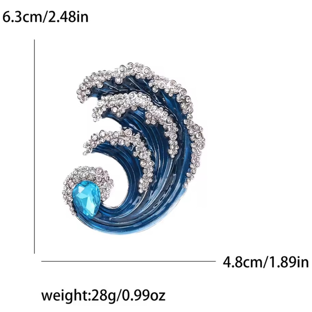 Betsey Johnson Blue Ocean Wave Brooch Blue and Silver Brooch - Picture 3 of 3